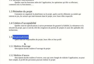 Sections d'un cahier des charges d'application mobile dans Word