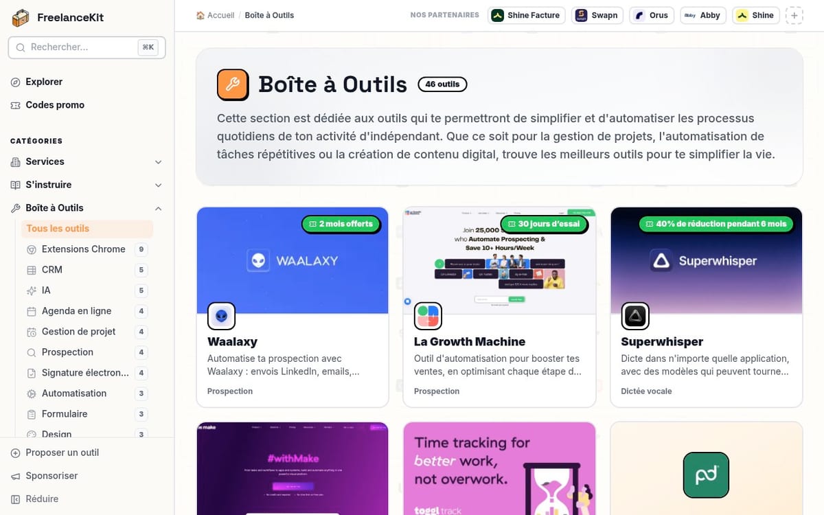 Apercu du site FreelanceKit